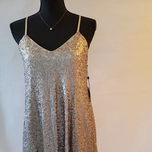 NWT LAUNDRY GOLD SEQUENCE A LINE DRESS